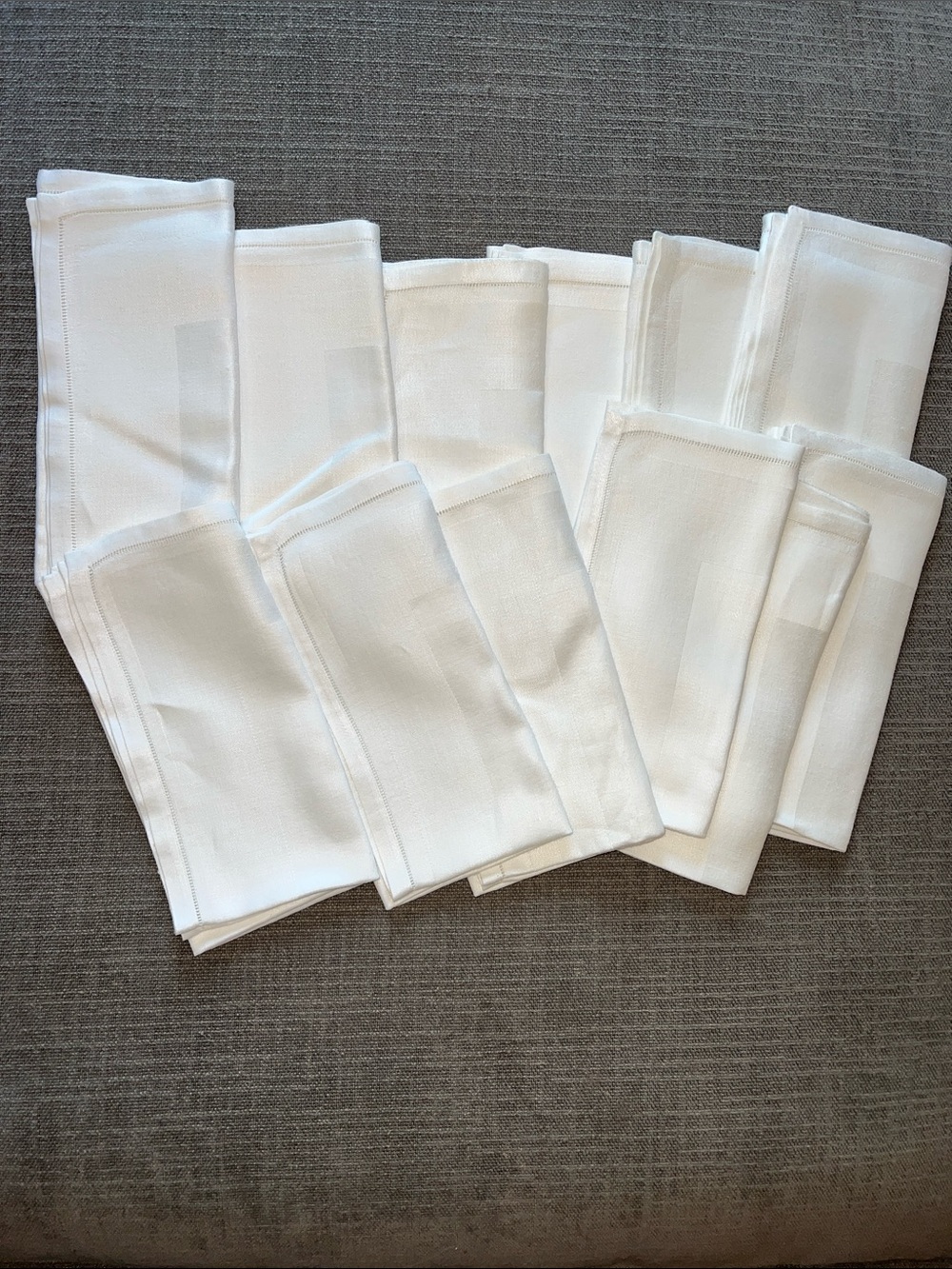Vintage.  12 white cloth napkins.  19 1/2” x 19”